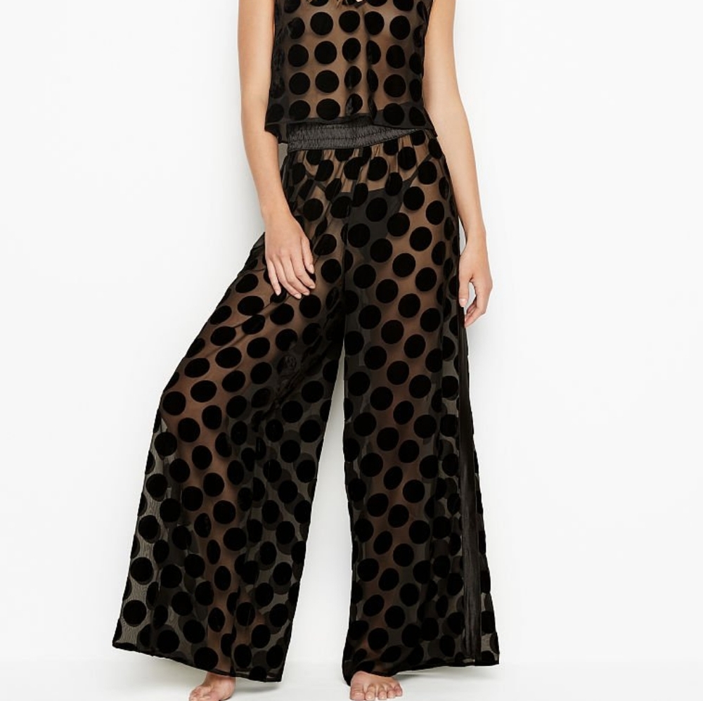 Victoria's Secret Sheer Polka Dot Wide Leg Pant XS